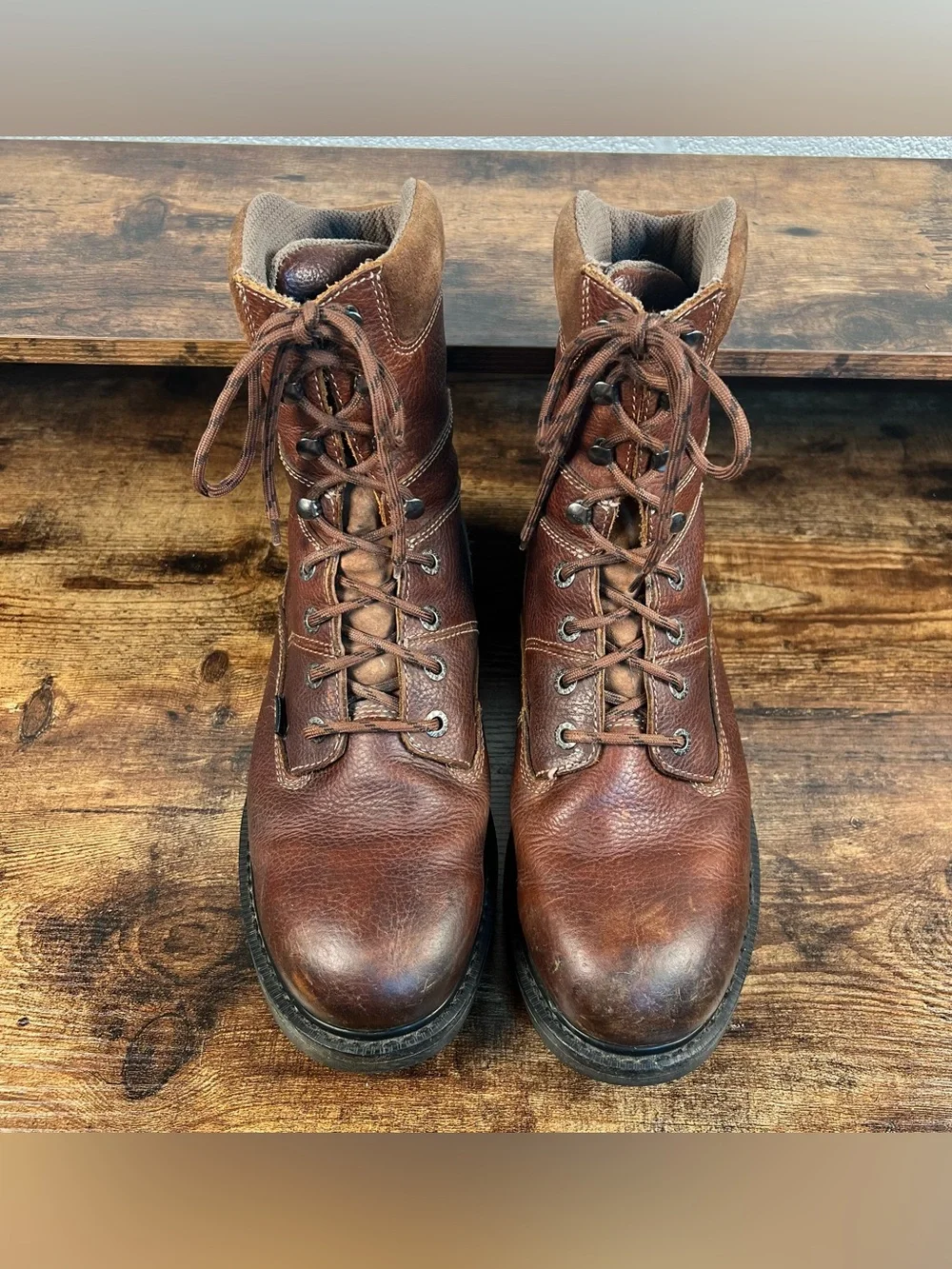 Wolverine Work Boots Brown Leather Slip & Oil Resistant Lace Up Men's 11.5